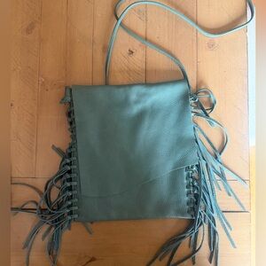 HOBO Teal Crossbody Bag with Fringe